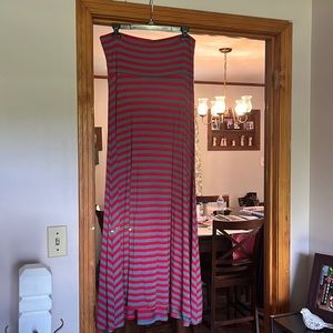 Red and gray stripe LuLaRoe maxi skirt